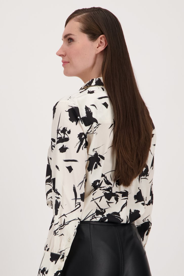 Ecru blouse met zwarte print van D'Auvry voor Dames