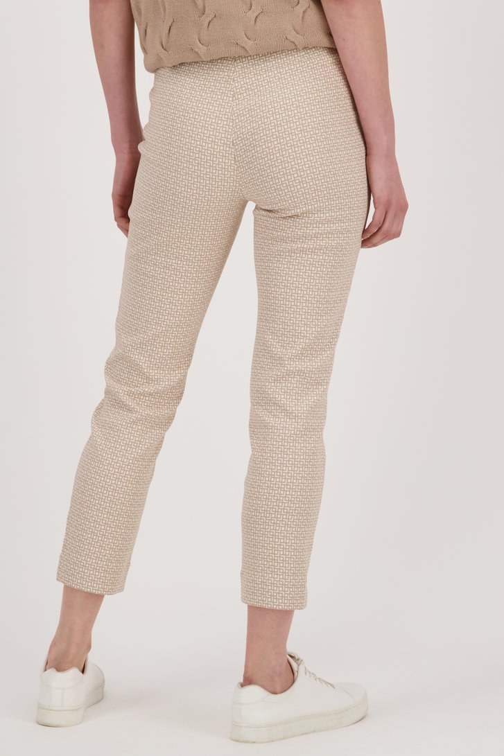 Ecru broek met beige print - 7/8 lengte van Liberty Island voor Dames