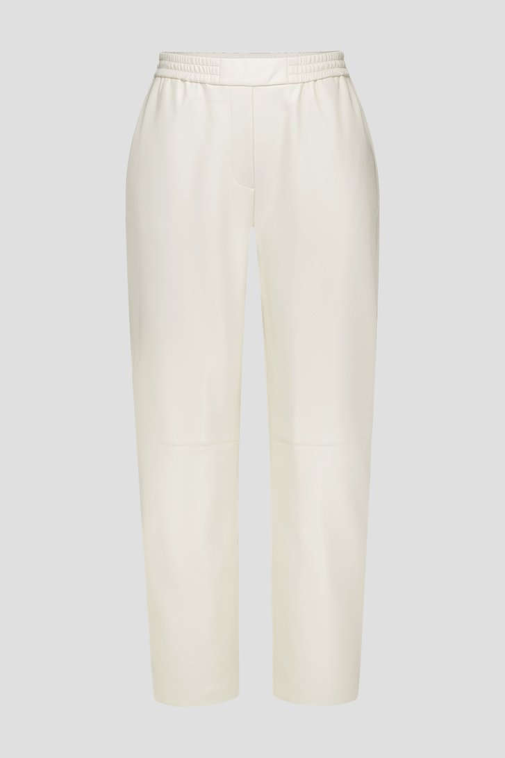 Ecru broek met leather look van D'Auvry voor Dames