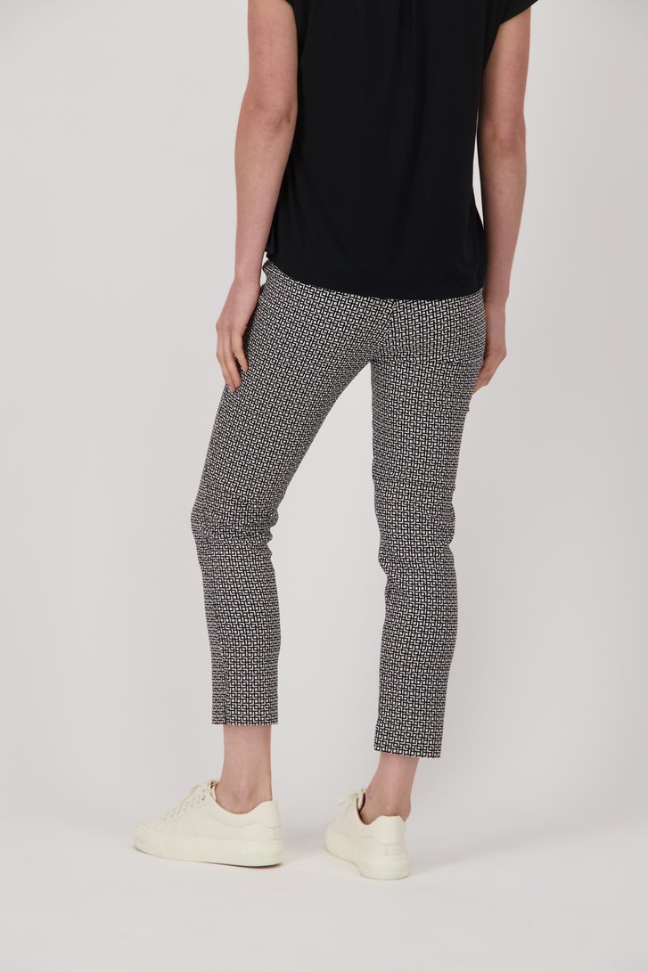 Ecru broek met navy print - 7/8 lengte van Liberty Island voor Dames
