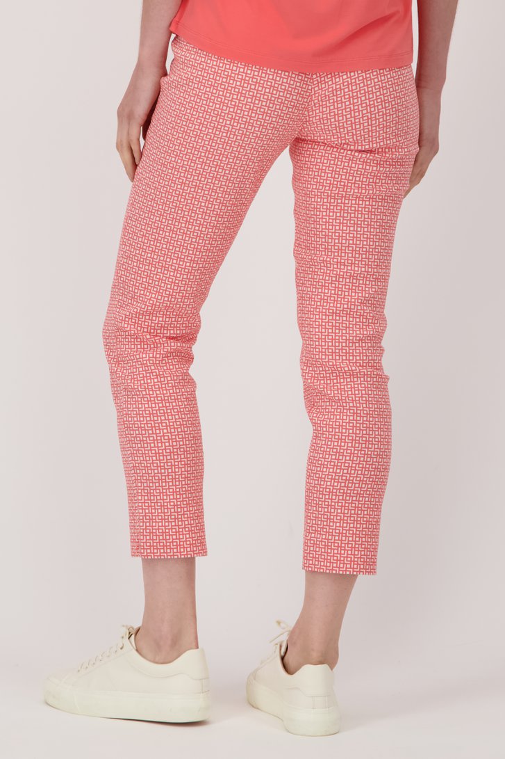 Ecru broek met roze print - 7/8 lengte van Liberty Island voor Dames