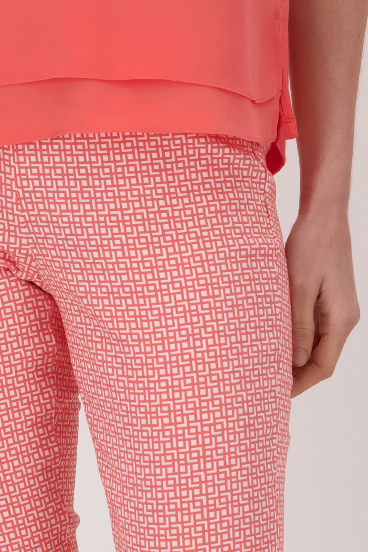 Ecru broek met roze print - 7/8 lengte van Liberty Island voor Dames