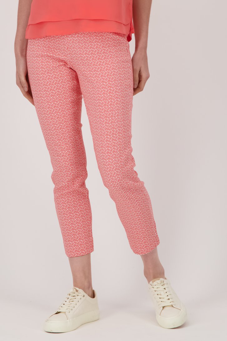 Ecru broek met roze print - 7/8 lengte van Liberty Island voor Dames