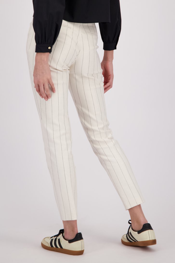 Ecru broek met zwart gestreept motief van More & More voor Dames