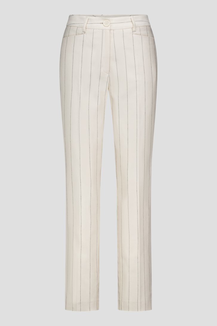 Ecru broek met zwart gestreept motief van More & More voor Dames