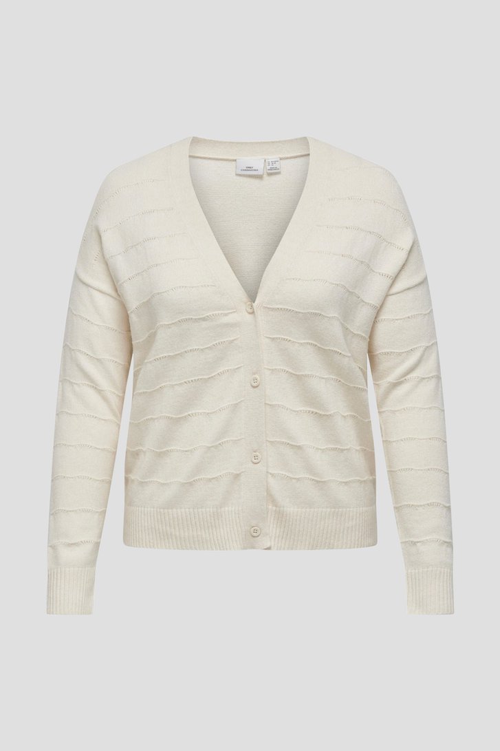 Ecru cardigan met gestreept motief van Only Carmakoma voor Dames