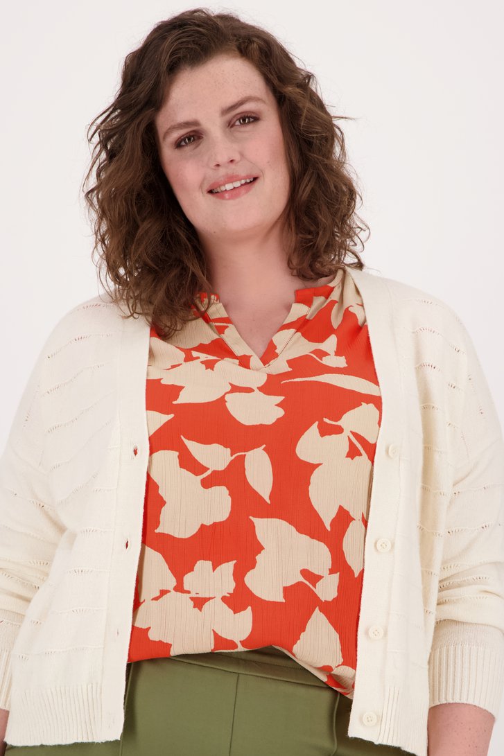Ecru cardigan met gestreept motief van Only Carmakoma voor Dames