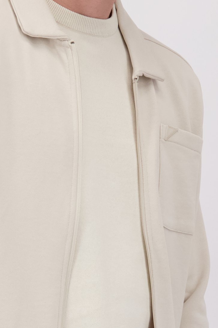 Detail van Ecru cardigan met lange mouwen en rits door Bluefields voor Heren