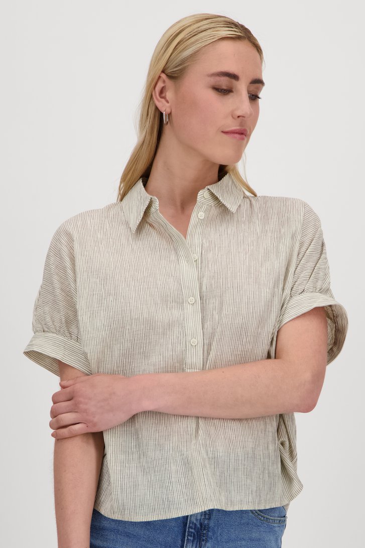 Ecru, fijn gestreepte blouse van Opus voor Dames