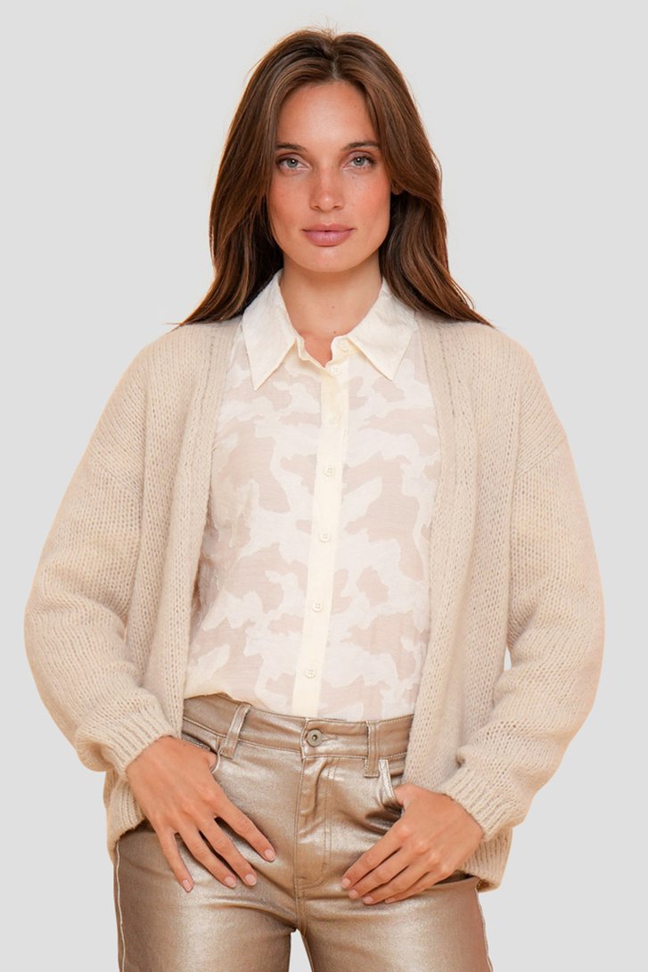 Ecru gebreide cardigan van Geisha 7013302 Dames e5