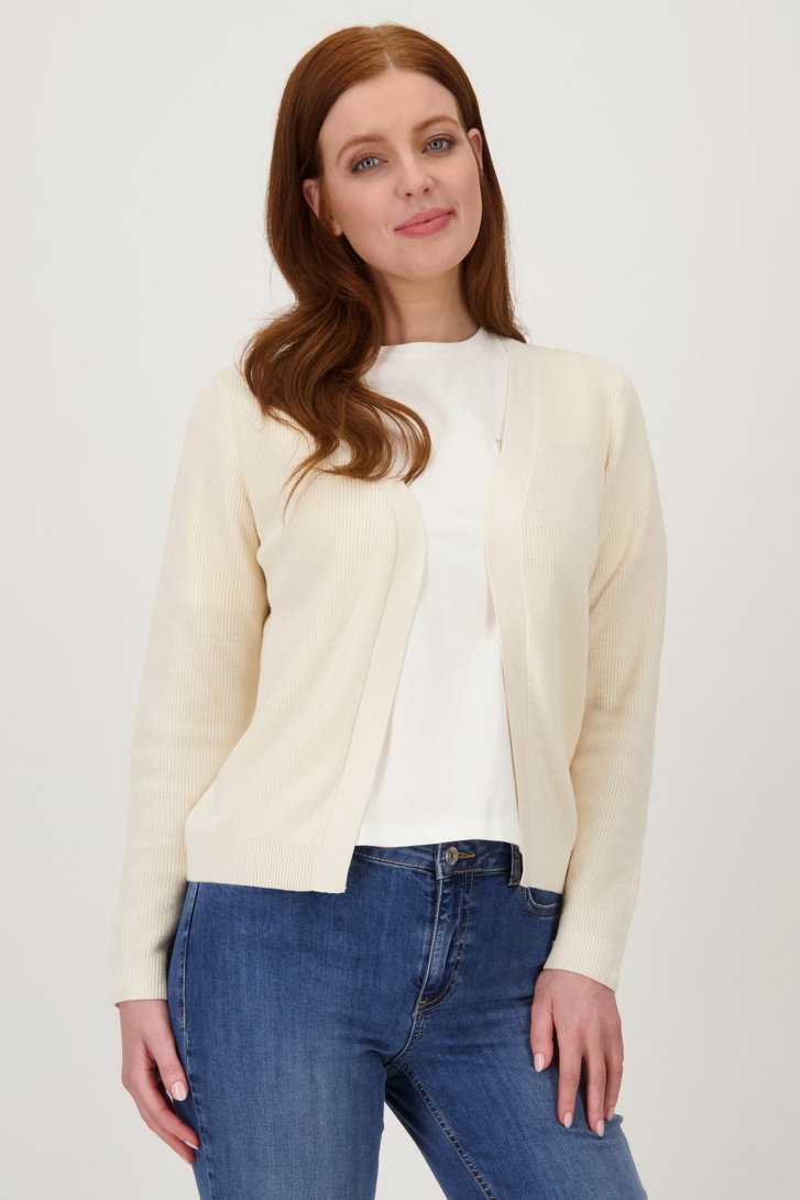 Ecru geribde cardigan zonder knopen van Liberty Loving nature voor Dames