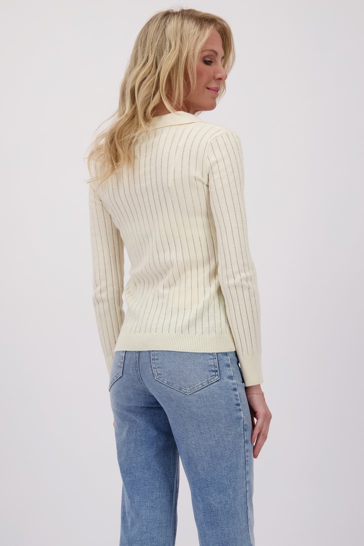 Ecru geribde polo van AC by Annelien Coorevits voor Dames