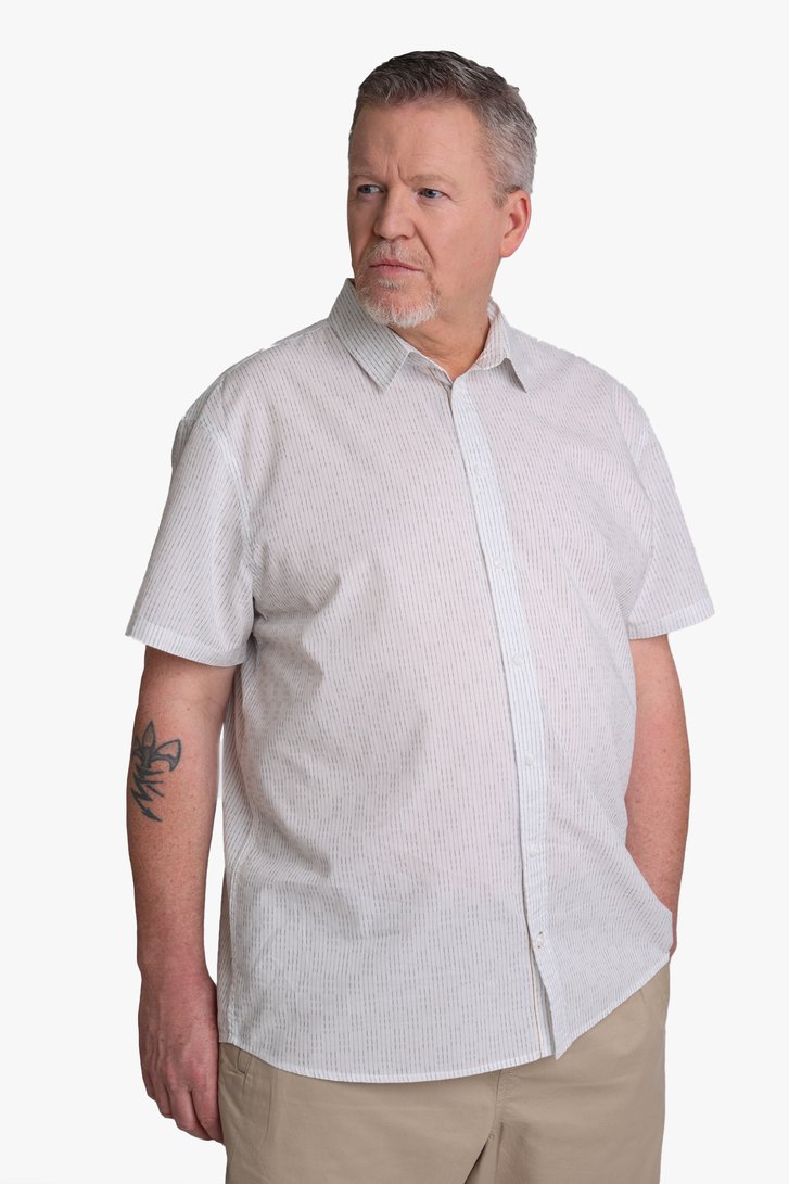 Ecru gestreept hemd - regular fit