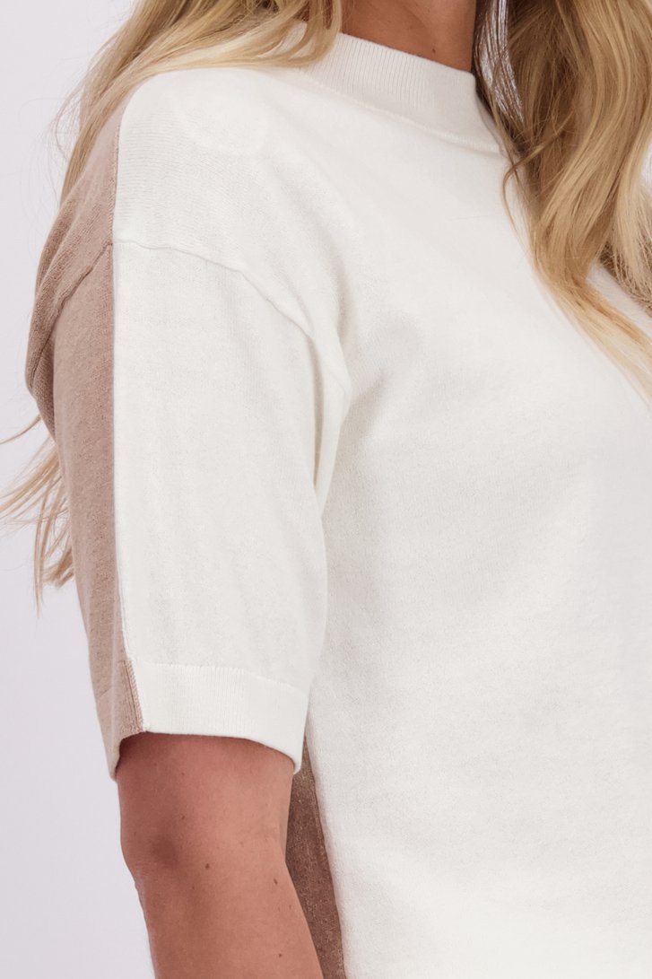 Detail van Ecru gestreepte trui met wol door Liberty Loving nature voor Dames