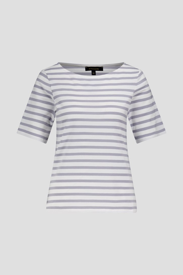 Ecru-grijs gestreept T-shirt van More & More voor Dames