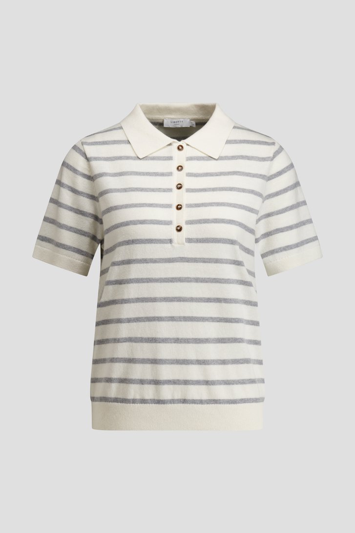 Productfoto 1 van Ecru-grijs gestreepte polo  door Liberty Island voor Dames