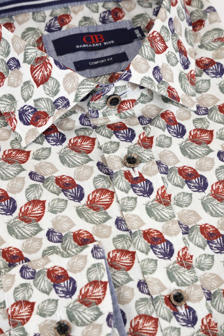 Productfoto 1 van Ecru hemd met bladerprint - comfort fit door Dansaert Blue voor Heren