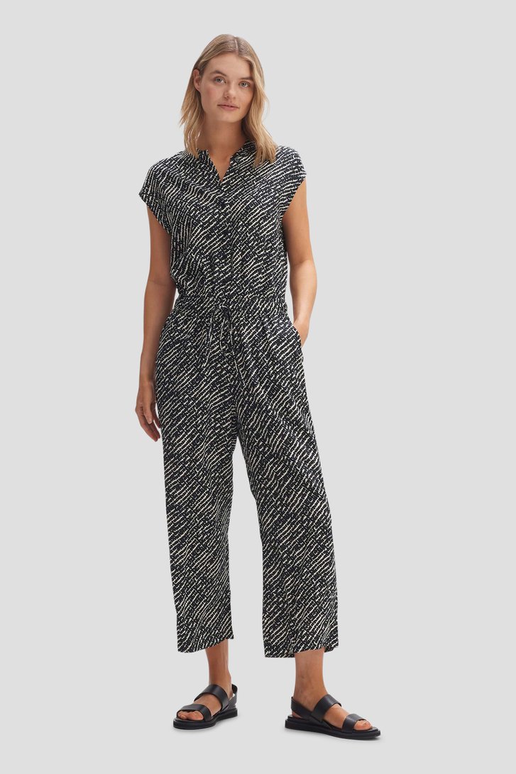 Ecru jumpsuit met zwarte print van Opus | 7005218 | e5