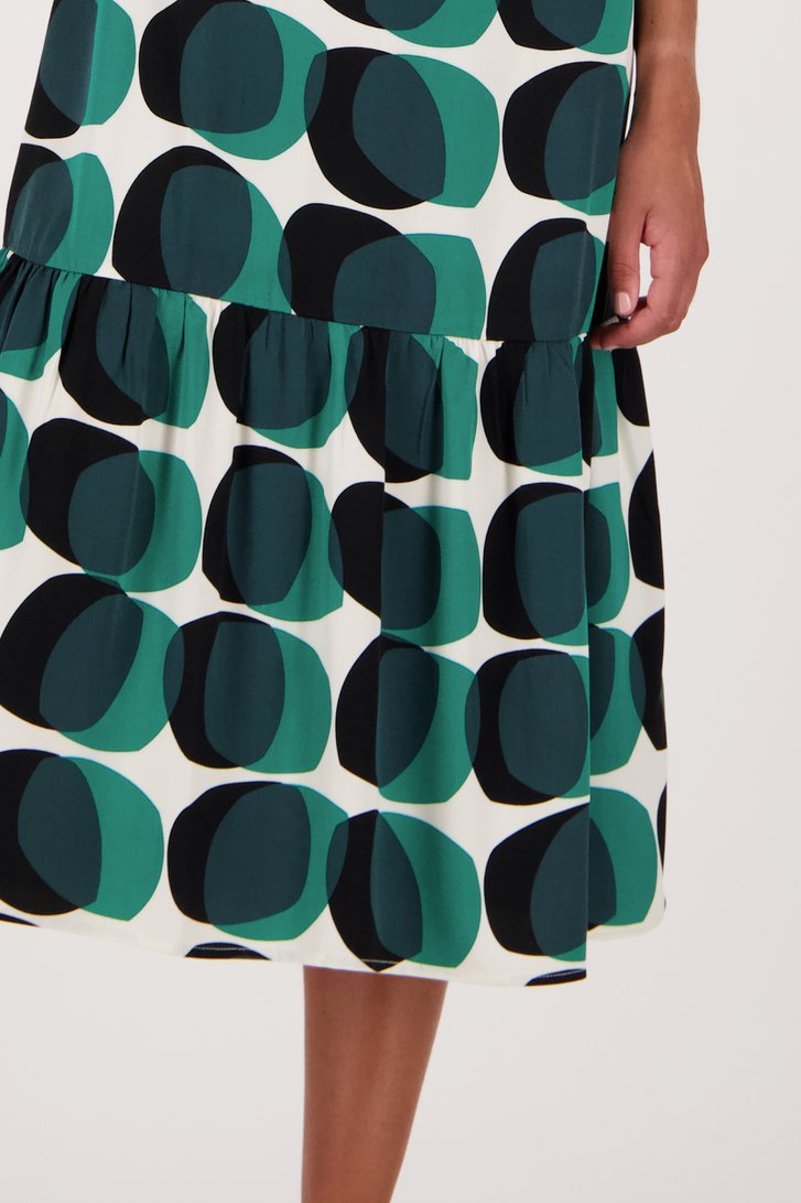 Ecru kleedje met zwart-groene print van Opus voor Dames