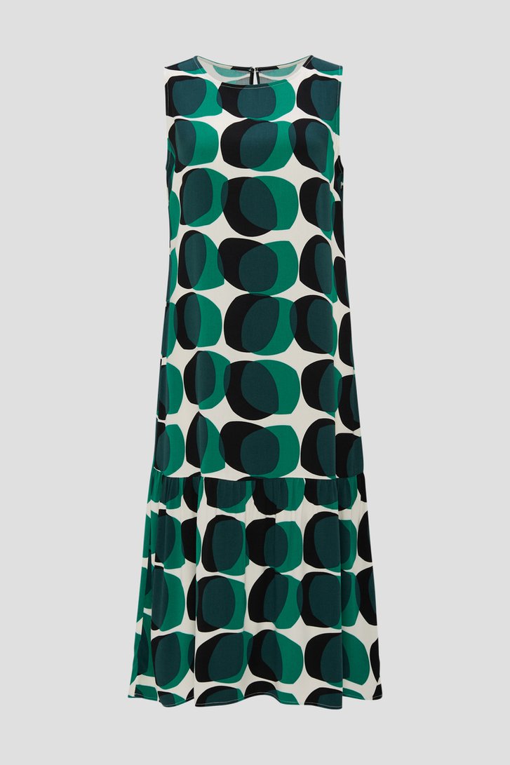Ecru kleedje met zwart-groene print van Opus voor Dames