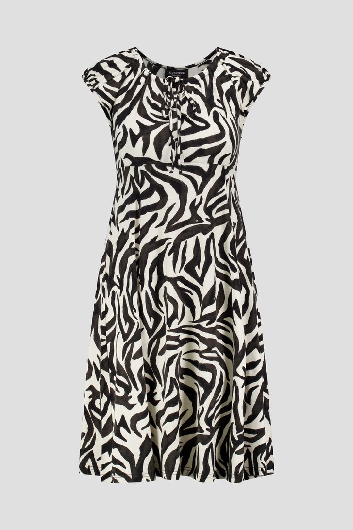 Ecru kleedje met zwarte zebraprint van Signature voor Dames