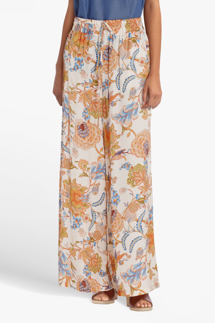 Ecru palazzo broek met bloemenprint van More & More voor Dames