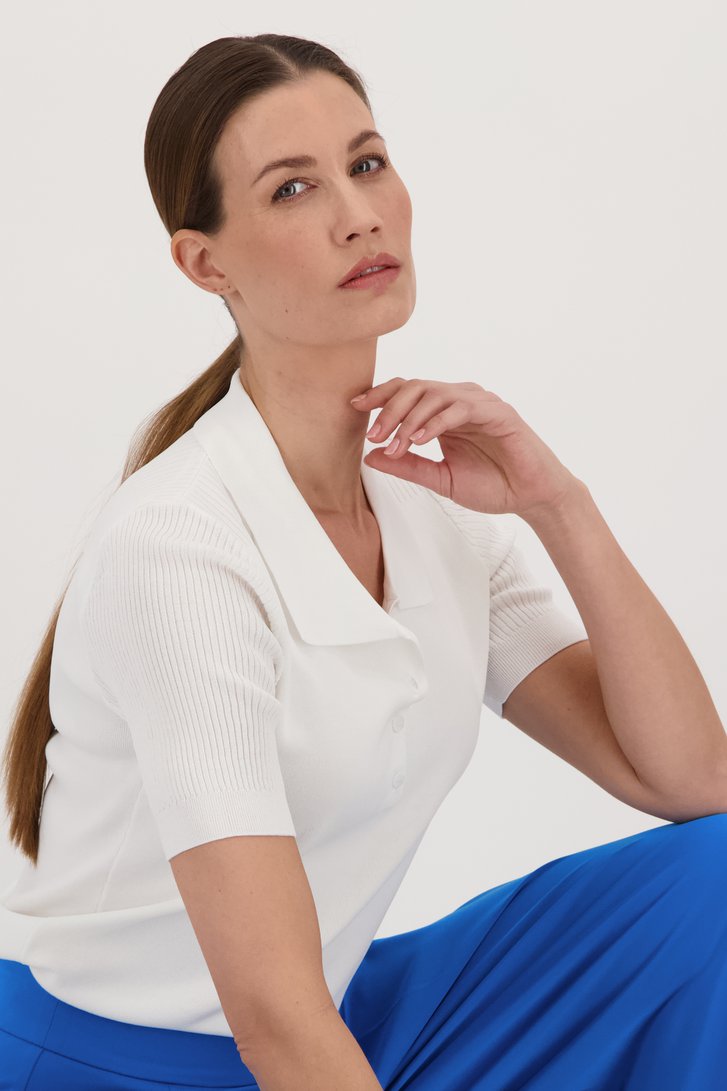 Ecru polo in fijn tricot van D'Auvry voor Dames