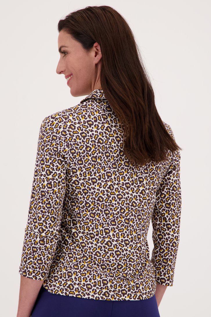 Ecru polo met fijne luipaardprint van Claude Arielle voor Dames