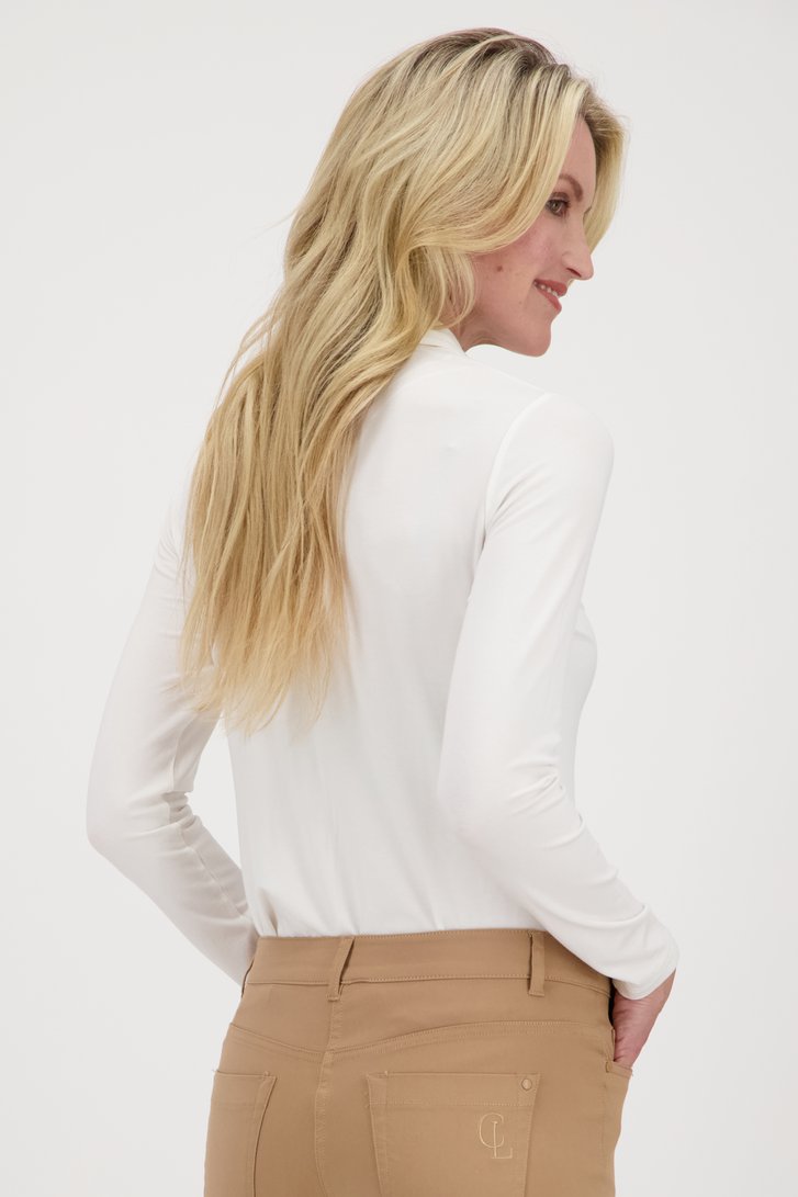 Ecru polo met lange mouwen van Claude Arielle voor Dames
