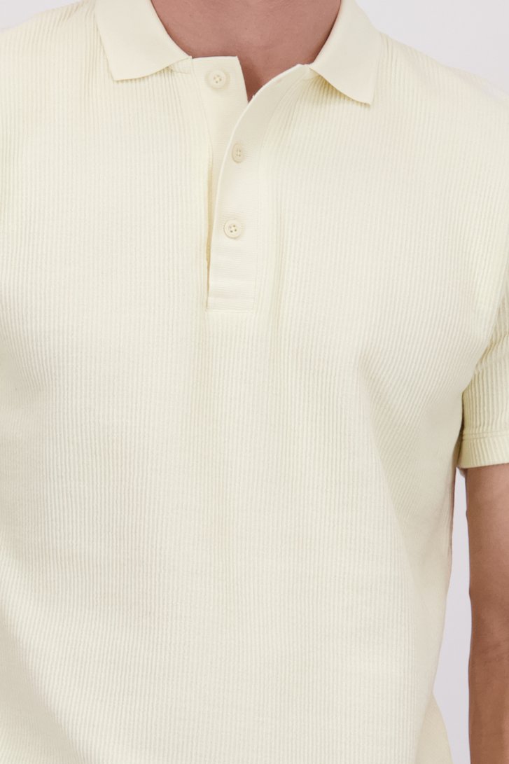 Detail van Ecru ribgebreide polo door Bluefields voor Heren