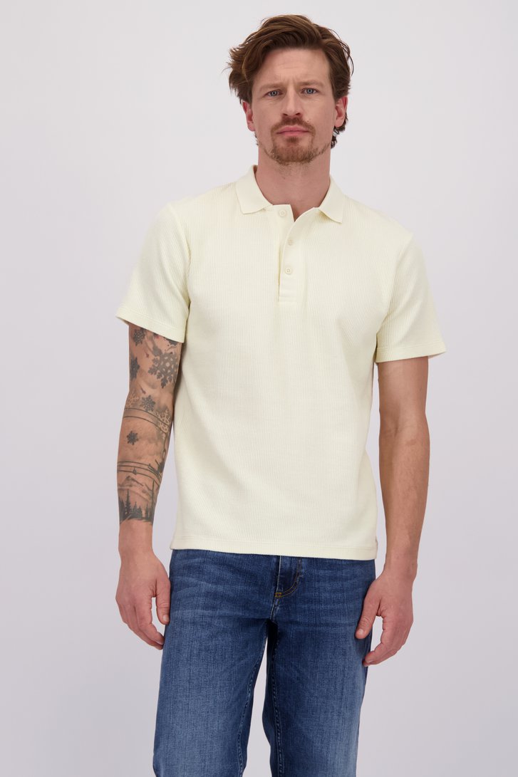 Voorkant van Ecru ribgebreide polo door Bluefields voor Heren