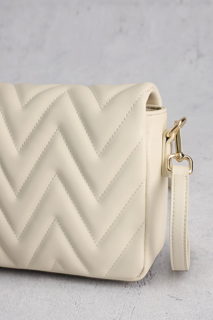 Ecru schoudertas met zigzag-quiltpatroon van Liberty Island voor Dames