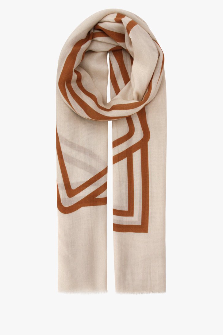 Ecru sjaaltje met bruin lijnenpatroon van Liberty Island voor Dames