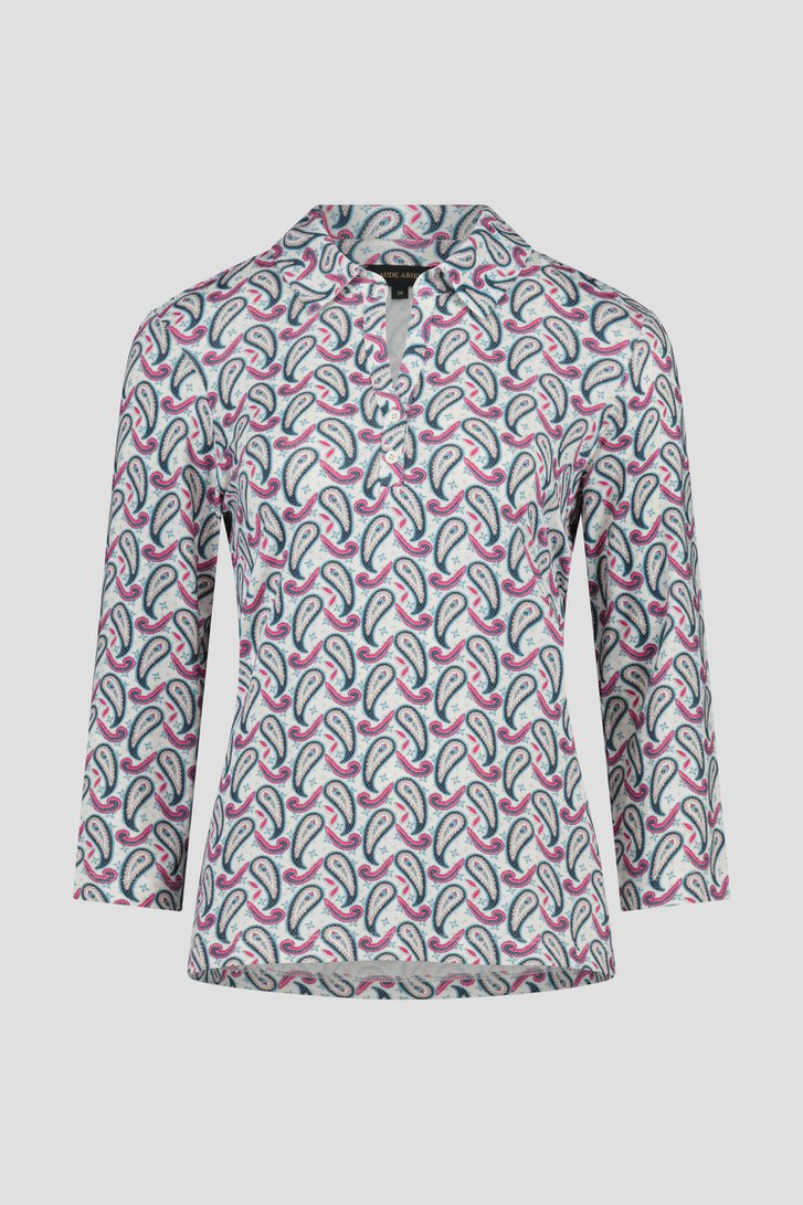 Ecru T-shirt met fijne paisley-print van Claude Arielle voor Dames