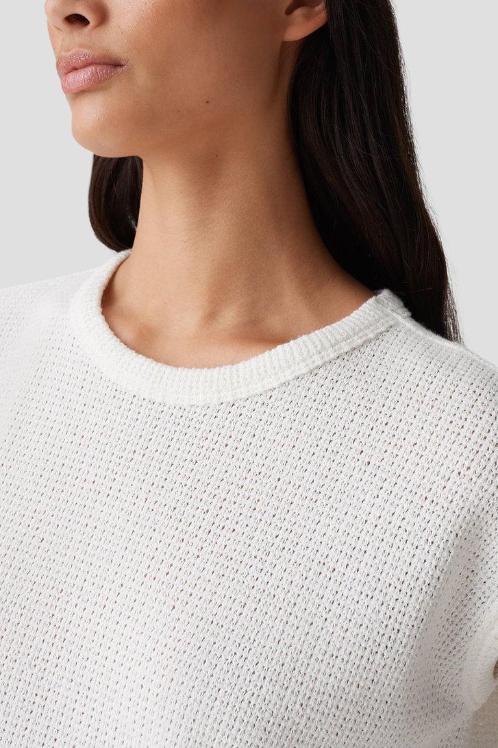 Ecru T-shirt met gebreide look  van Opus voor Dames