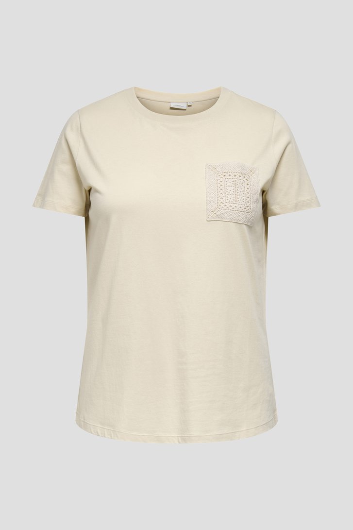 Productfoto 1 van Ecru T-shirt met gehaakt detail door ONLY Carmakoma voor Dames