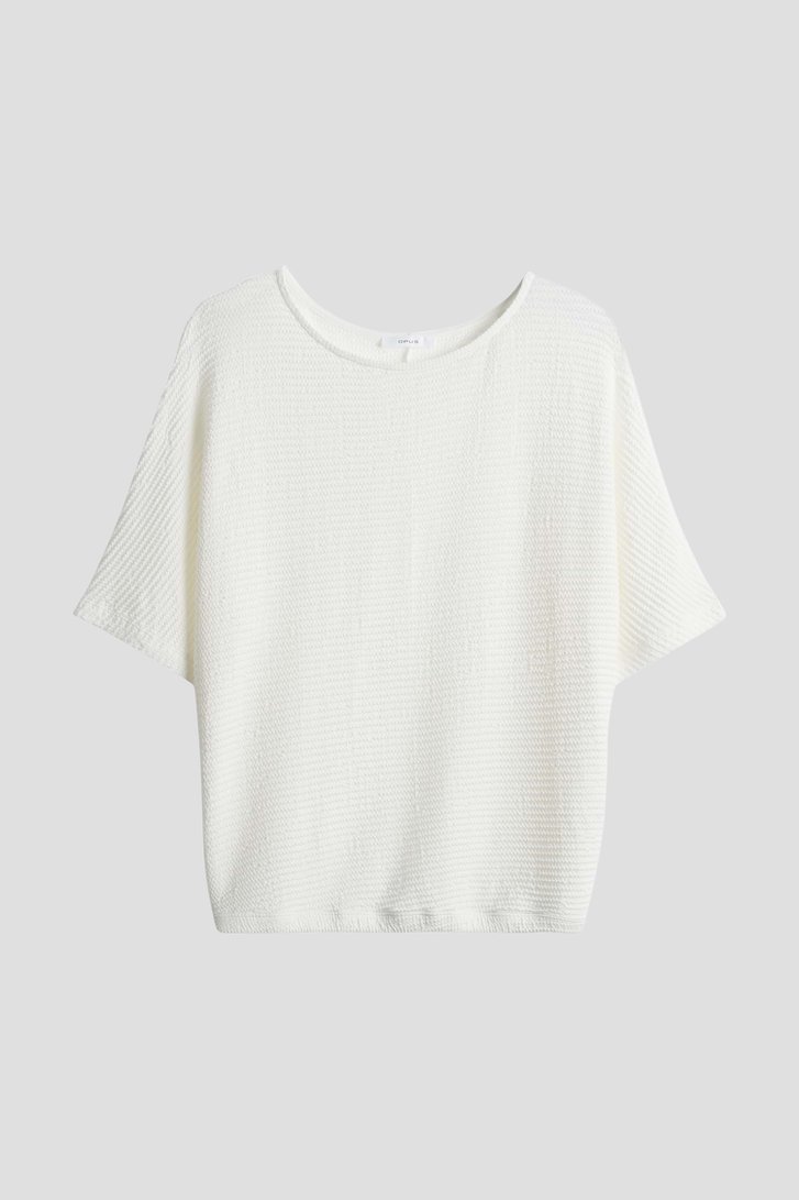 Ecru T-shirt met gewafelde structuur van Opus voor Dames