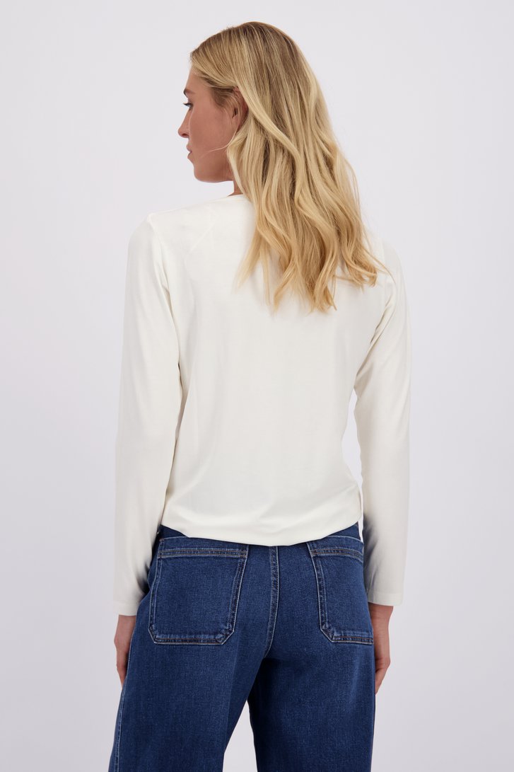 Achterkant van Ecru T-shirt met lange mouwen door Liberty Island voor Dames