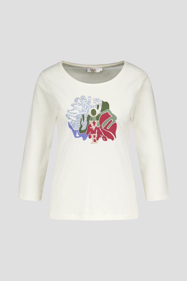 Productfoto 1 van Ecru T-shirt met opdruk door Libelle voor Dames