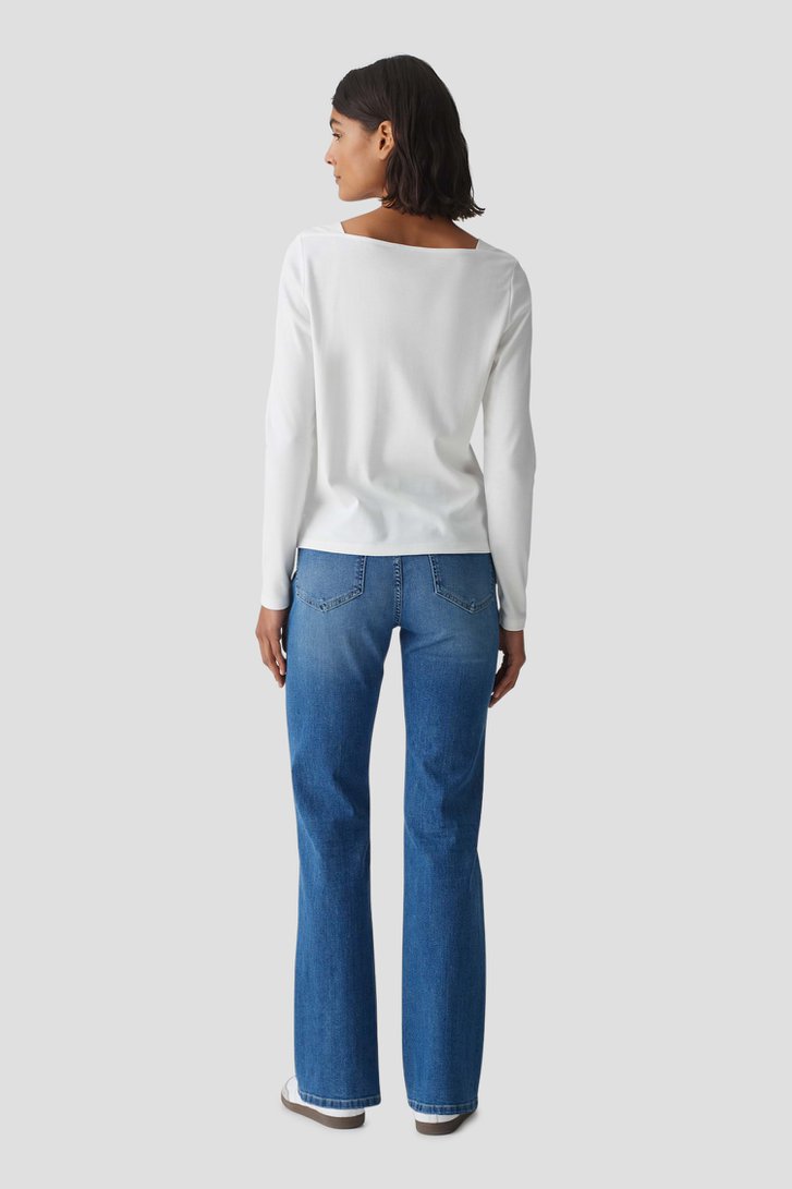 Ecru T-shirt met vierkante hals van Opus voor Dames