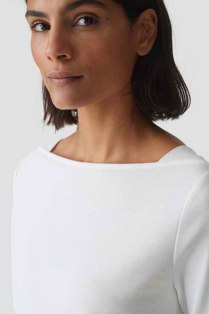 Ecru T-shirt met vierkante hals van Opus voor Dames