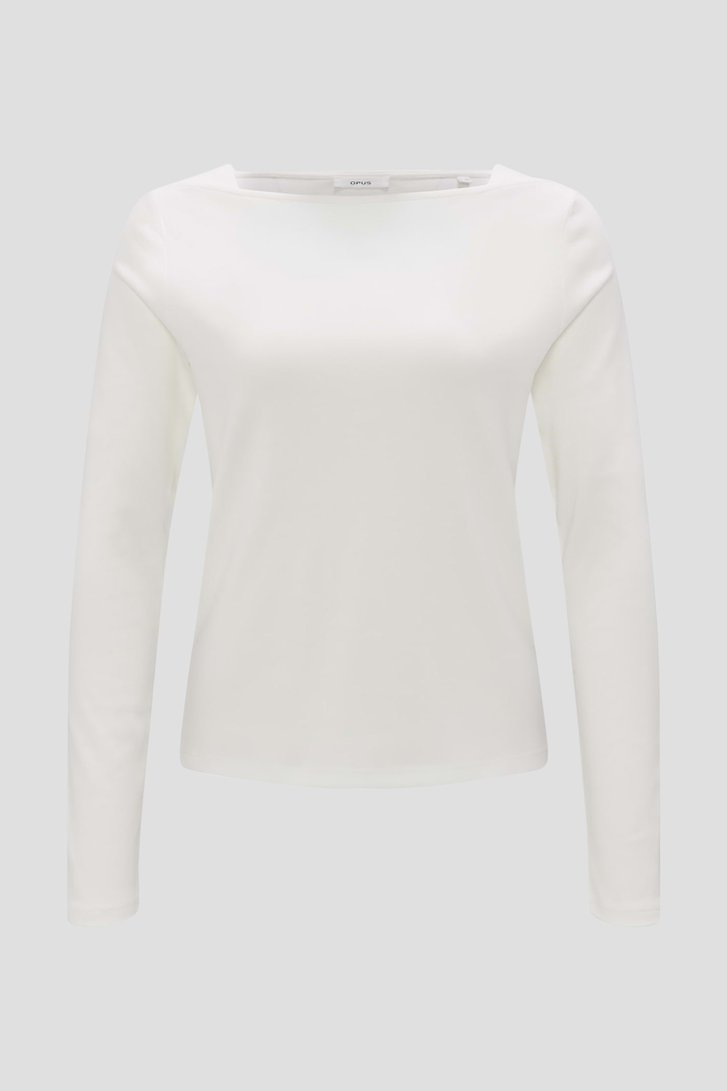 Ecru T-shirt met vierkante hals van Opus voor Dames
