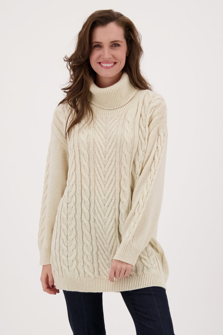 Ecru trui met kabelmotief van More & More voor Dames