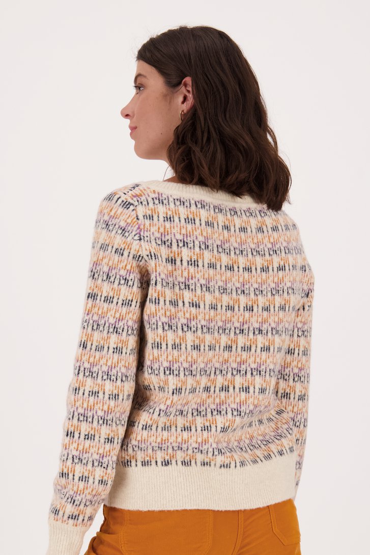 Ecru trui met kleurrijk motief van Libelle voor Dames