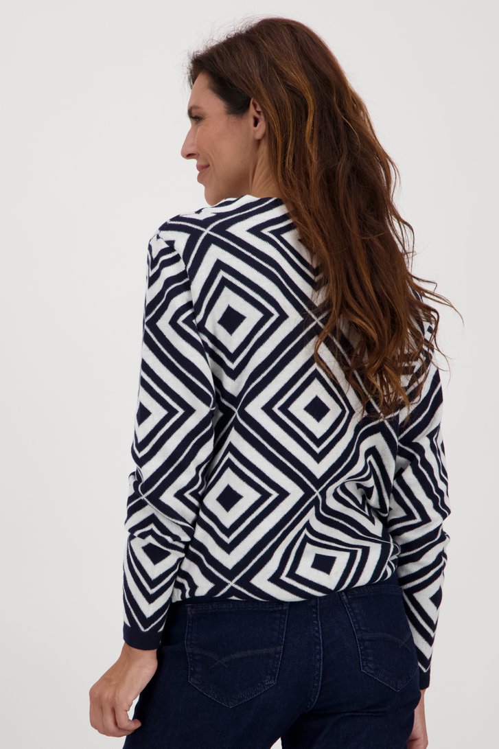 Ecru truitje met navy grafische print van Signature voor Dames
