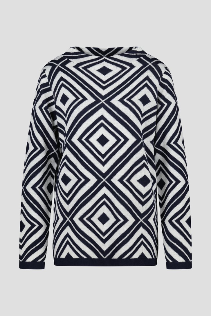 Ecru truitje met navy grafische print van Signature voor Dames