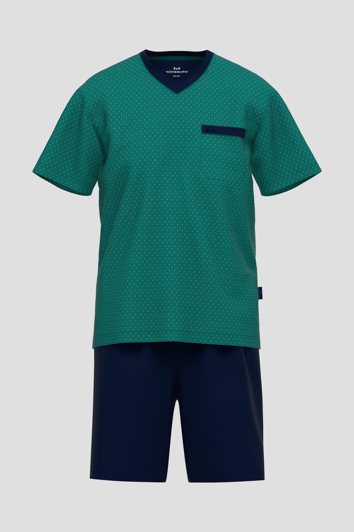 Ensemble de pyjama vert-bleu avec t-shirt et short de Liberty Island pour Hommes