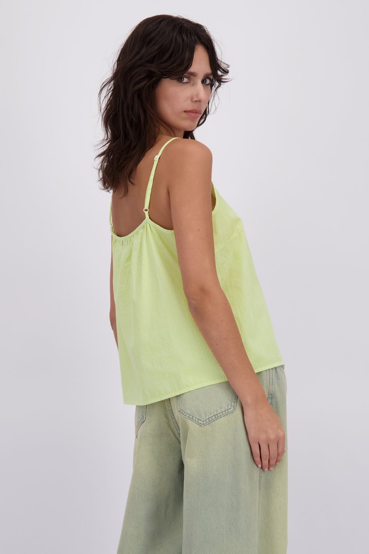 Achterkant van Felgroene top met spaghettibandjes door Pieces voor Dames