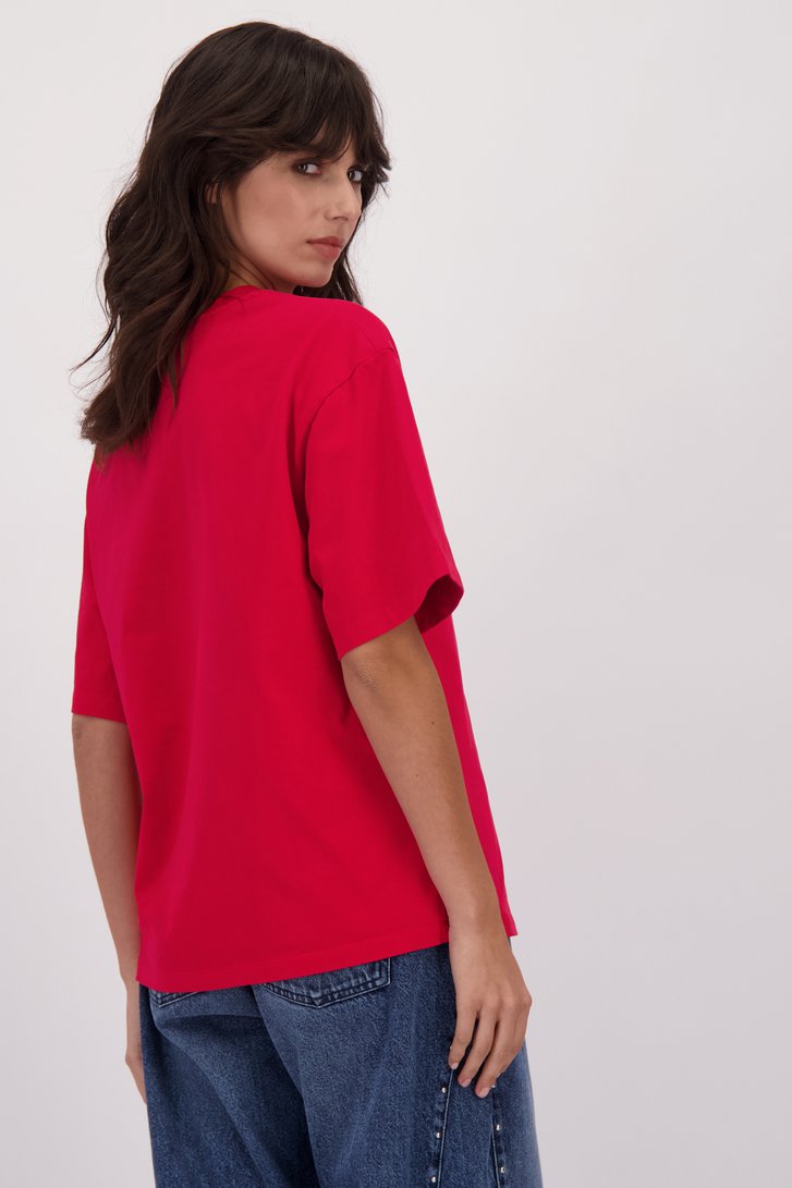 Achterkant van Felrode T-shirt door Louise voor Dames