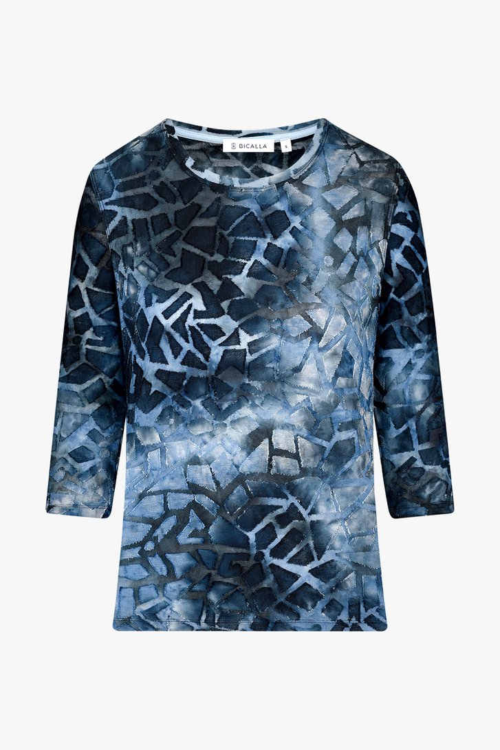 Fijn blauw T-shirt met geometrische print van Bicalla voor Dames